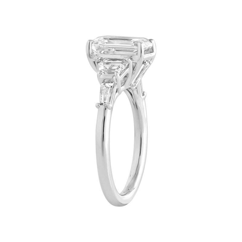 Emerald Lab Grown Diamond 3 1/4ctw. Trapezoid Three Stone Engagement Ring in 14k White Gold image number null